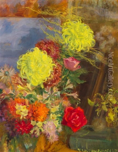 Still-life With Flowers Oil Painting - Venny Soldan-Brofeldt