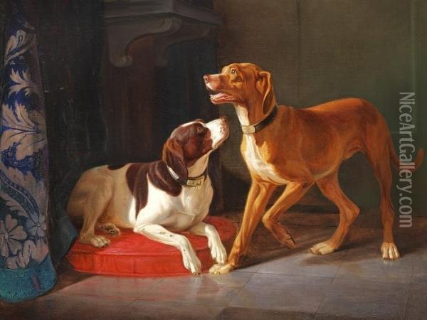 Two Royal Hunting Dogs Oil Painting - Wilhelm Zillen