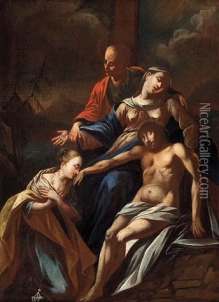 Pieta Mit Dem Evangelisten Hl. Johannes Und Der Hl. Maria Magdalena Oil Painting - Michelangelo Unterberger