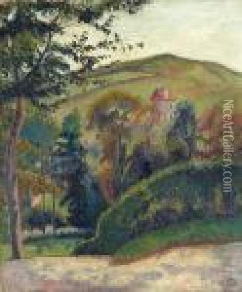 Hillside Berneval Oil Painting - Lucien Pissarro