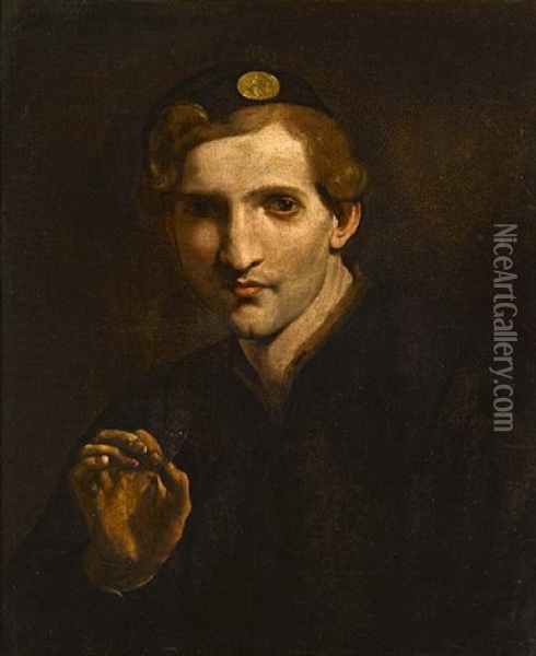 A Young Man Holding A Butterfly Oil Painting - Pietro Paolini