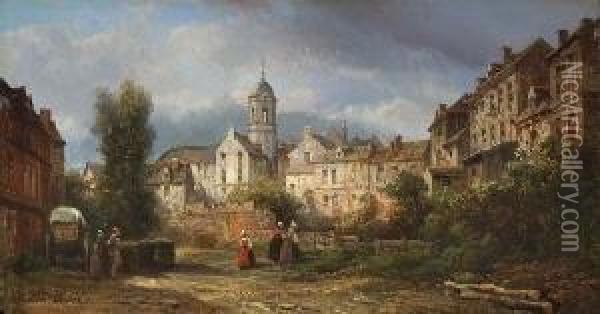 Ansicht Einer Franzosischen
 Stadt Oil Painting - Pierre Justin Ouvrie