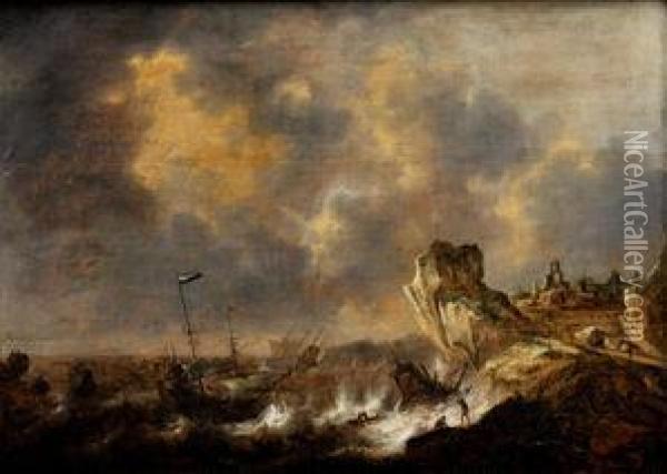 Stroskotanie Oil Painting - Pieter Van Der Croos
