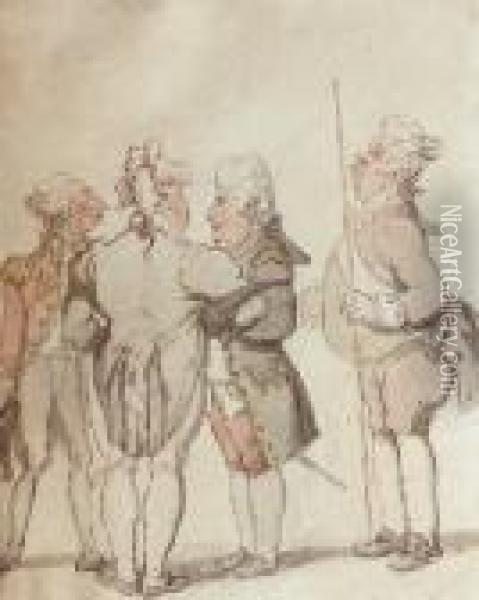 Group Of Gentlemen Conversing Oil Painting - Thomas Rowlandson