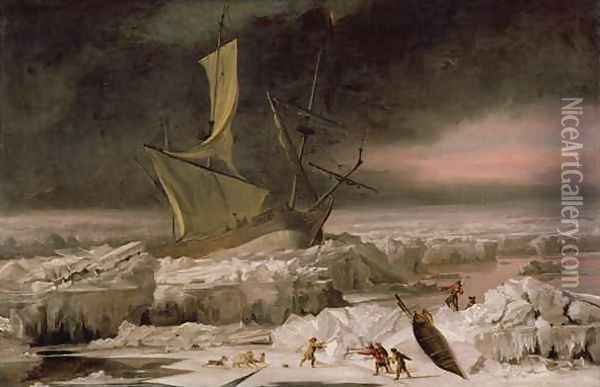 Arctic Adventure or A Ship in Distress off Greenland Oil Painting - Abraham Danielsz Hondius
