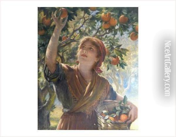 La Cueillette Des Oranges Oil Painting - Isaac Snowman
