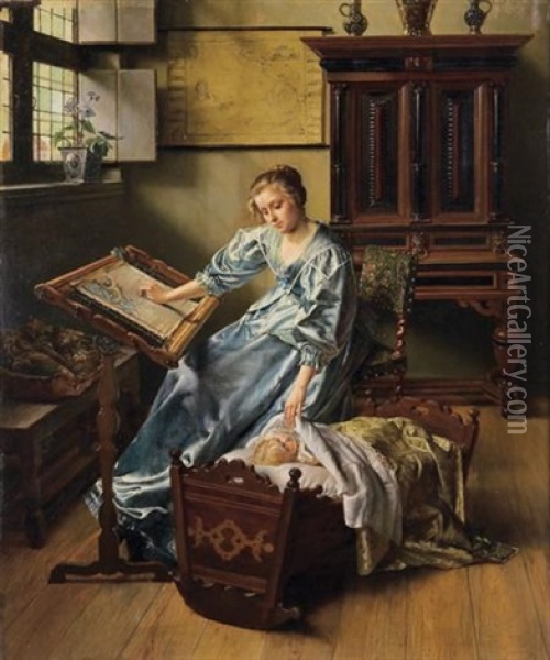 Maternal Happiness Oil Painting - Willem Geets