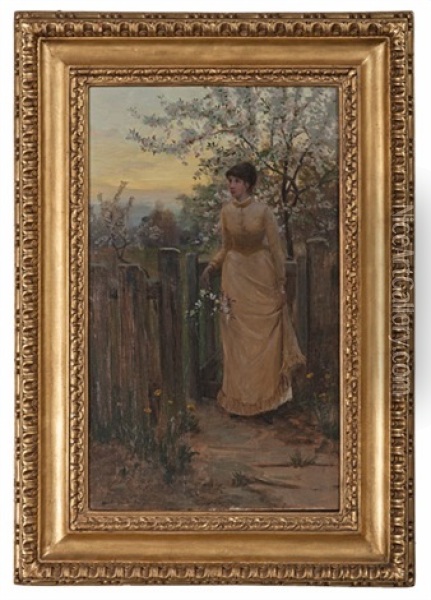 Portrait Of A Girl In Garden Oil Painting - Hamilton Hamilton