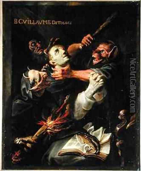 The Blessed Guillaume de Toulouse 755-812 Tormented by Demons Oil Painting - Ambroise Fredeau