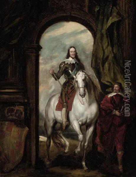 Portrait Of King Charles I 
(1600-1649), Full-length, In Armour, On His Charger, With An Attendant Oil Painting - Sir Anthony Van Dyck
