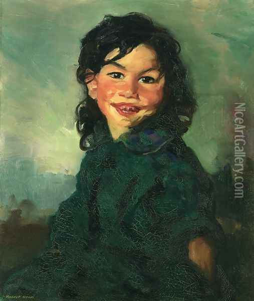 Laughing Gypsy Girl Oil Painting - Robert Henri