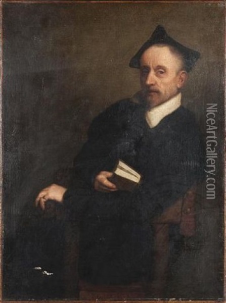 Portrait Of A Gentleman (titian's Schoolmaster?) Oil Painting - Giovanni Battista Moroni