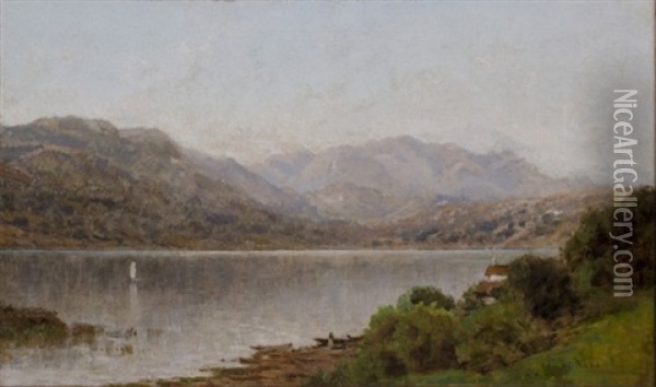 Long Pond In The Berkshires Oil Painting - John Bunyan Bristol