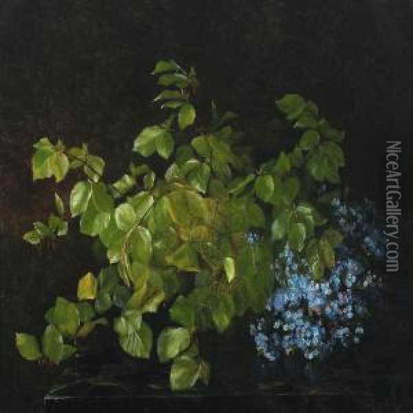 Beech Branches And Forget-me-not Oil Painting - Emmy Marie Caroline Thornam