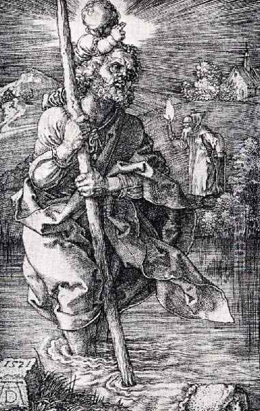 St Christopher Facing To The Right Oil Painting - Albrecht Durer