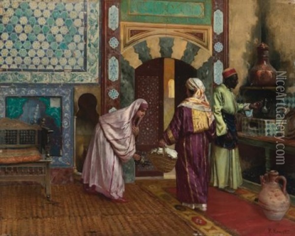 The Hammam Oil Painting - Rudolf Ernst