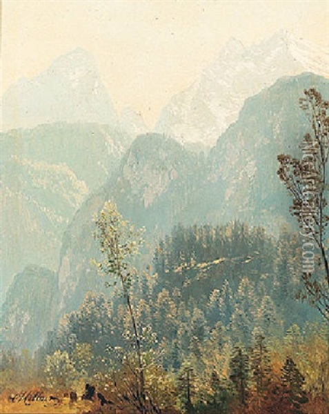 Alpine Landscape Oil Painting - Karl Millner