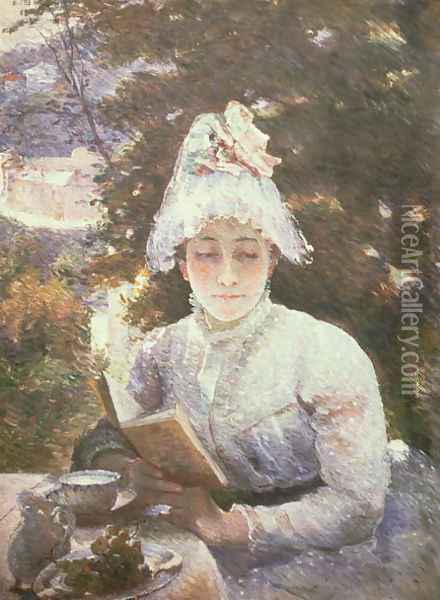 Afternoon Tea, c.1880 Oil Painting - Marie Bracquemond
