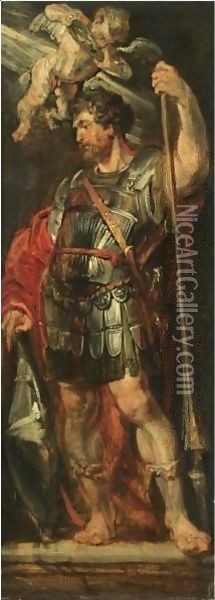 Study Of A Roman Hero Or Martyr Holding A Lance, Possibly Longinus Oil Painting - Peter Paul Rubens