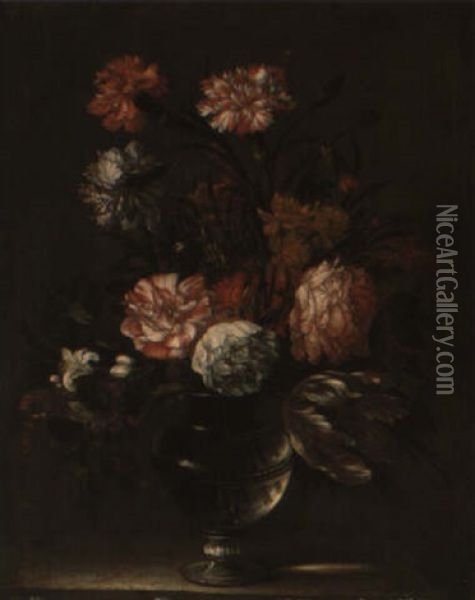 Still Life Of Flowers Oil Painting - Nicolas Baudesson