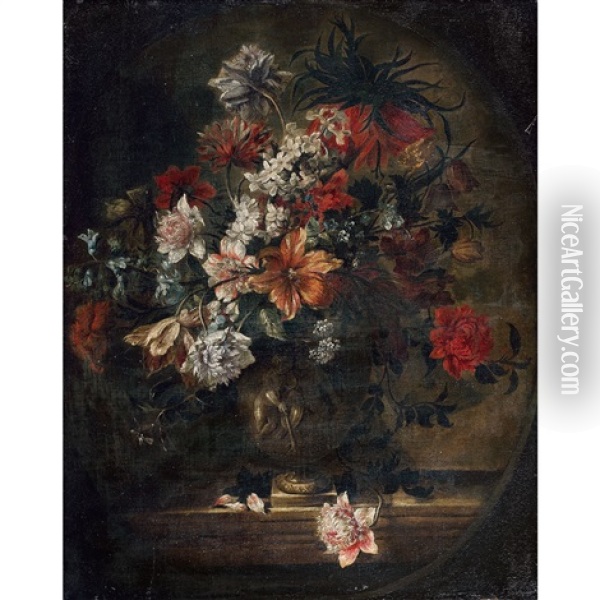 Bouquets De Fleurs Oil Painting - Jean-Baptiste Belin de Fontenay the Elder