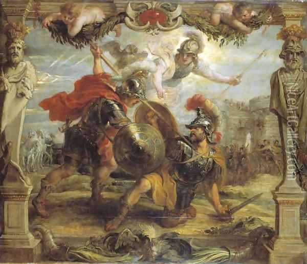 Achille Slays Hector Oil Painting - Peter Paul Rubens