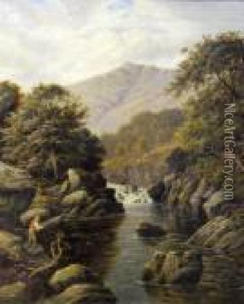 Dalgety,north Wales Oil Painting - Alfred de Breanski