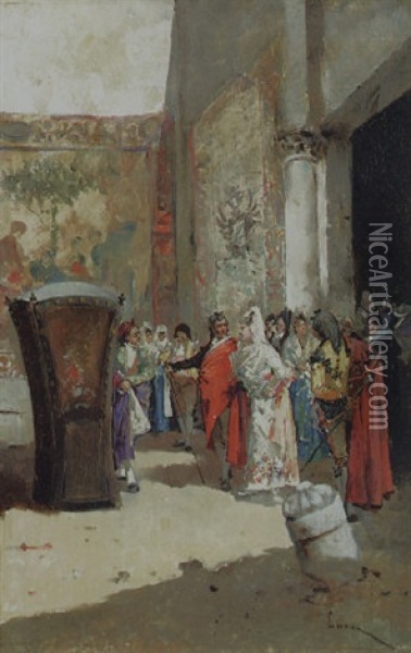 The Bishop's Visit Oil Painting - Eugenio Lucas Villamil