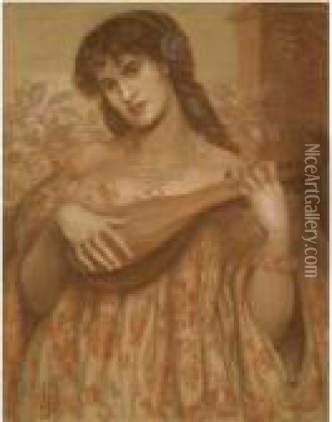 La Mandolinata Oil Painting - Dante Gabriel Rossetti