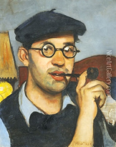 Self-portrait Oil Painting - Tibor (Theodor) Polya