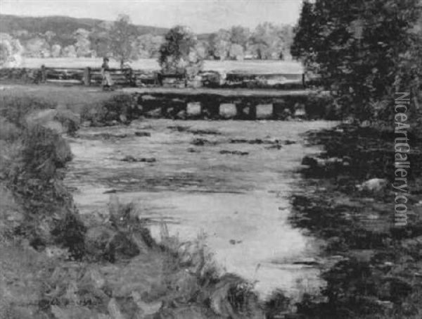 An Old Foot Bridge Oil Painting - George Houston
