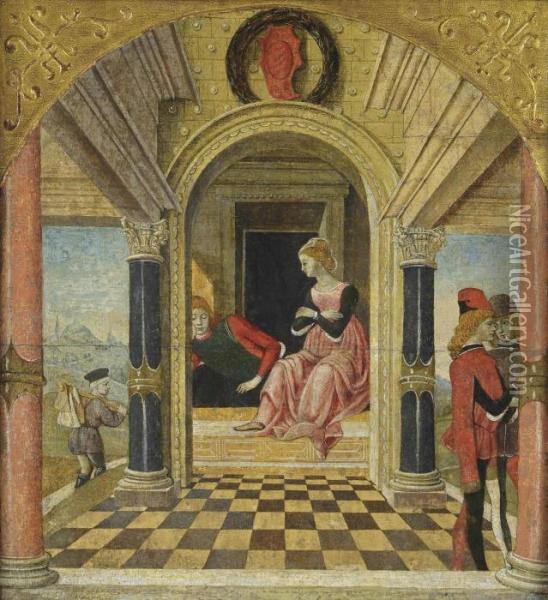 Panels Florio In The Bedchamber Of Biancifiore Oil Painting - Master Of Bentivoglio Manfredi