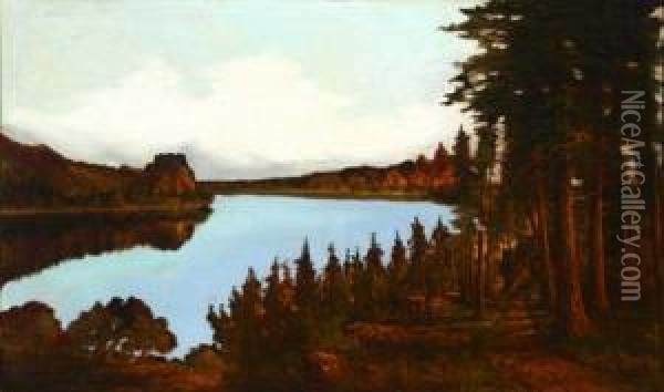 River Landscape, Autumn Oil Painting - John Joseph Englehardt