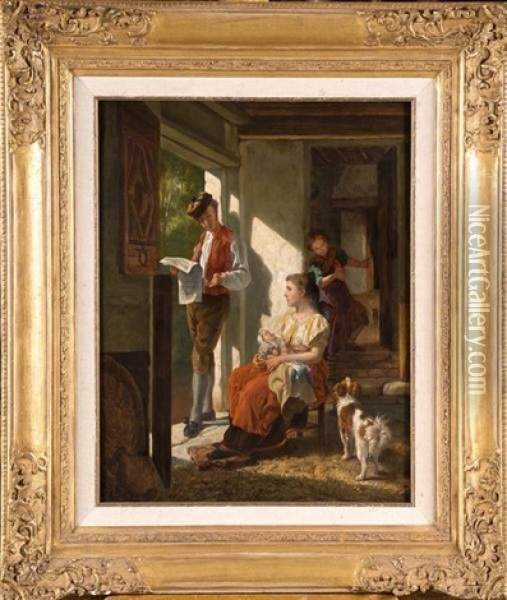 Scene Familiale Oil Painting - Theodore Gerard