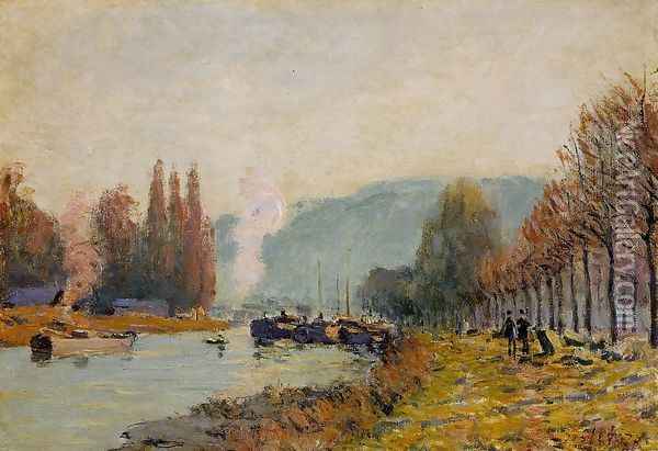 The Seine at Bougival I Oil Painting - Alfred Sisley