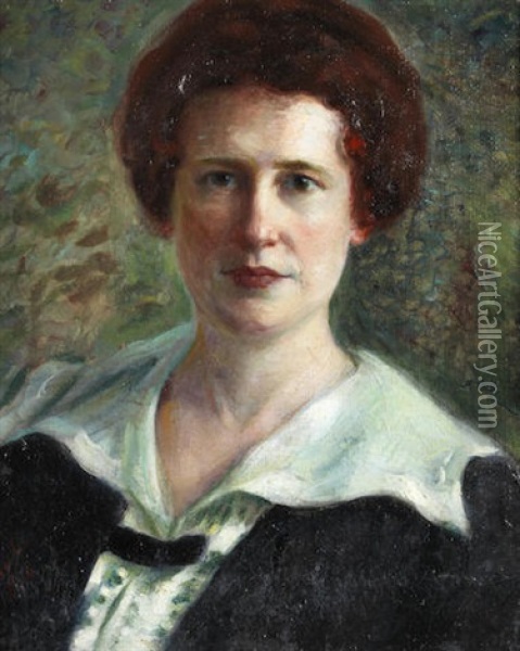 Portrait Of Carrie Aude (the Artists Wife) Oil Painting - Khalil Saleeby