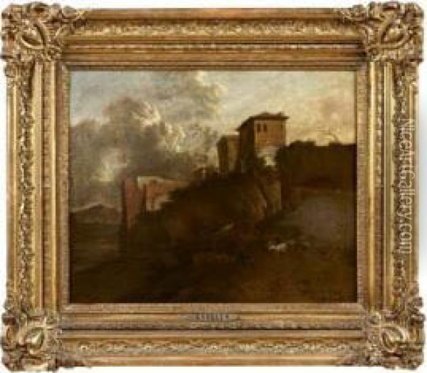 Paesaggio Con Borgo E Armenti Oil Painting - Jan Asselyn