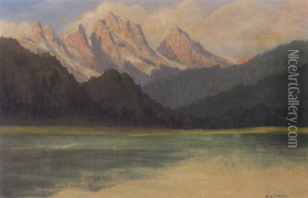 Bergsee Oil Painting - Karl Ludwig Prinz