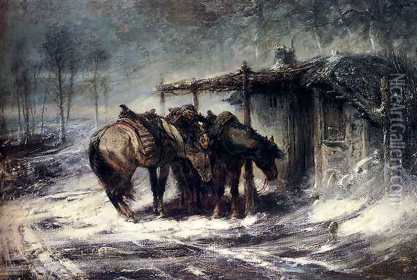 Wallachian Blizzard Oil Painting - Adolf Schreyer