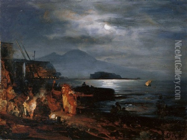 Die Bucht Von Neapel Oil Painting - Oswald Achenbach
