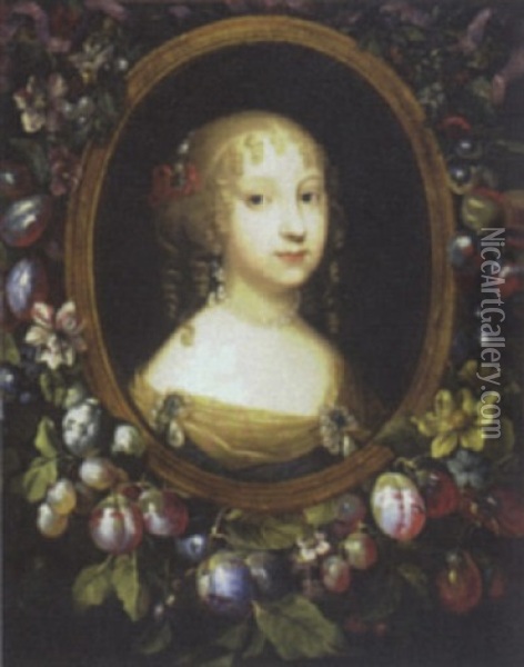 Portrait Of Madame Grignon Oil Painting - Caspar Netscher