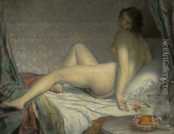 A Female Nude Oil Painting - Josef Manes
