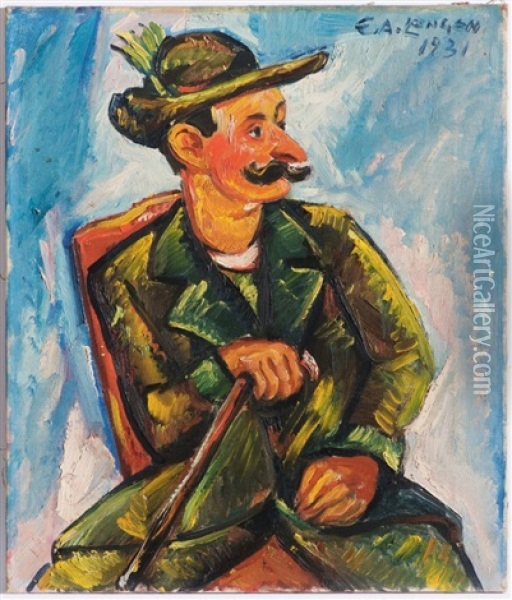 Portrait Of Actor Vlasta Burian Oil Painting - Emil Arthur Pittermann Longen