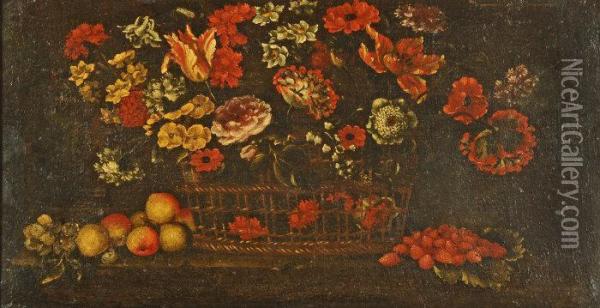 Still Life Of A Basket Of Summer Flowers Oil Painting - Johannes Bosschaert