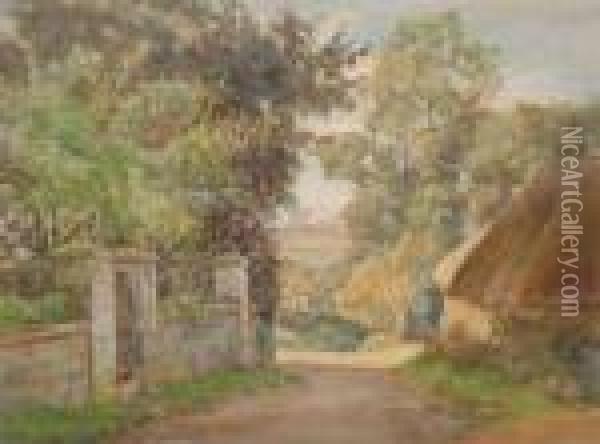 A Cotswold Lane Oil Painting - Sydney Currie