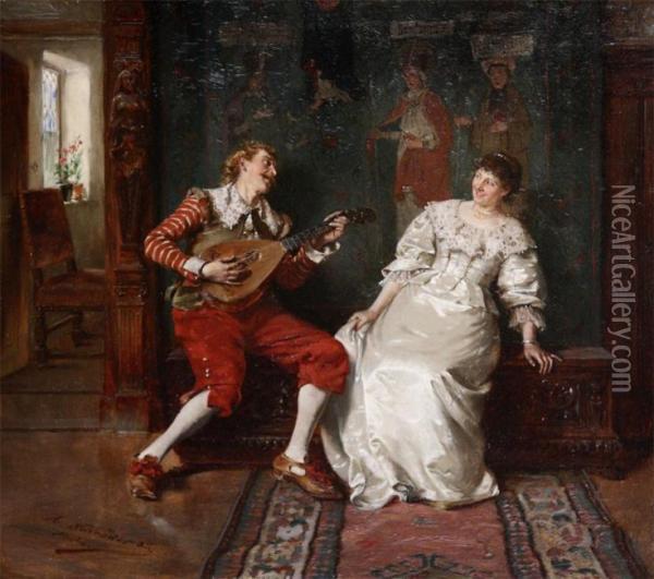 The Serenade Oil Painting - Albert Friedrich Schroder