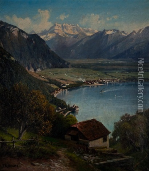 La Plaine De Villeneuve Oil Painting - Franz Adolf Christian Mueller