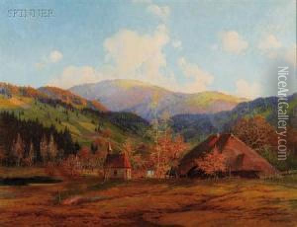 Autumn Hillside Oil Painting - Karl Hauptmann