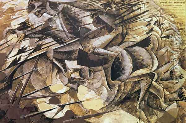 The Charge of the Lancers 1915 Oil Painting - Umberto Boccioni