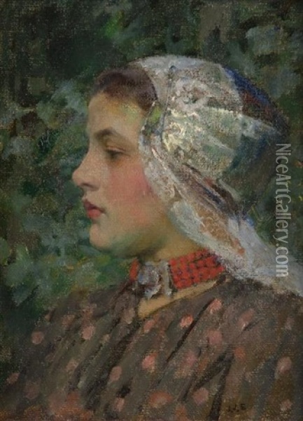 Portrait Of A Dutch Girl (dirkje) Oil Painting - James Jebusa Shannon